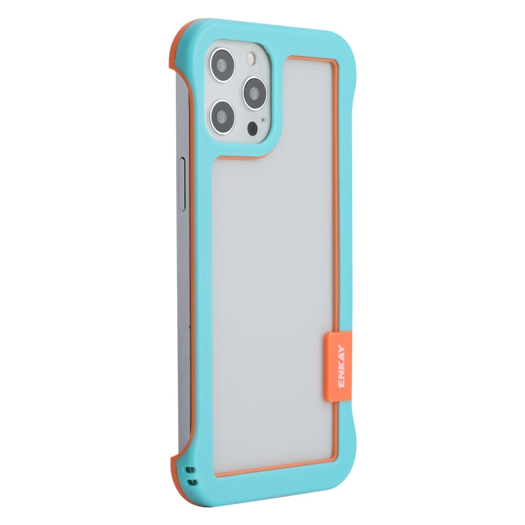 For iPhone 12 Pro Max ENKAY Frameless Hollow Shockproof PC Case(Blue)