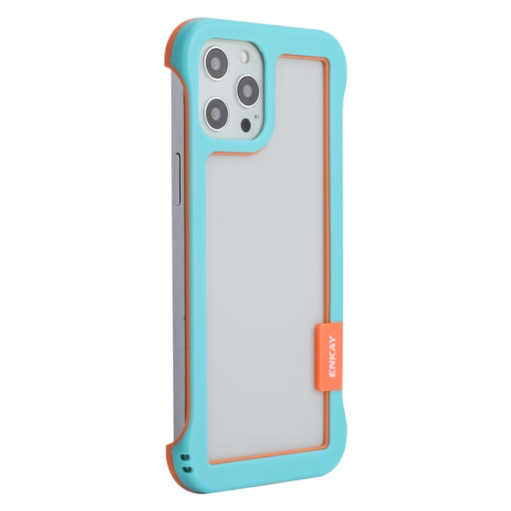 For iPhone 12 Pro Max ENKAY Frameless Hollow Shockproof PC Case(Blue)