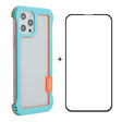 For iPhone 12 Pro Max ENKAY Frameless Hollow PC Case + Glass Film(Blue) - iPhone 12 Pro Max Cases by ENKAY | Online Shopping South Africa | PMC TechLife | Buy Now Pay Later Mobicred