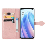 For OPPO Reno7 5G Mandala Flower Embossed Flip Leather Phone Case(Rose Gold)