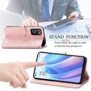 For OPPO Reno7 5G Mandala Flower Embossed Flip Leather Phone Case(Rose Gold)