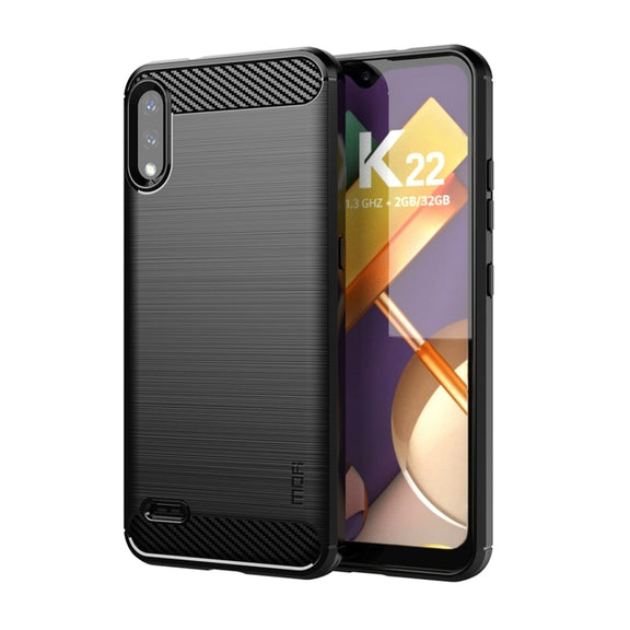 For LG K22 / K22 Plus MOFI Gentleness Brushed Carbon Fiber Soft TPU Case(Black)