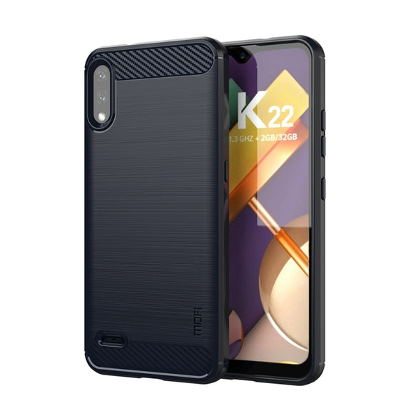 For LG K22 / K22 Plus MOFI Gentleness Brushed Carbon Fiber Soft TPU Case(Blue)