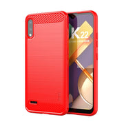 For LG K22 / K22 Plus MOFI Gentleness Brushed Carbon Fiber Soft TPU Case(Red)