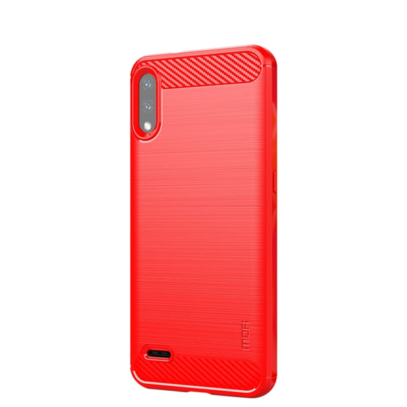 For LG K22 / K22 Plus MOFI Gentleness Brushed Carbon Fiber Soft TPU Case(Red)