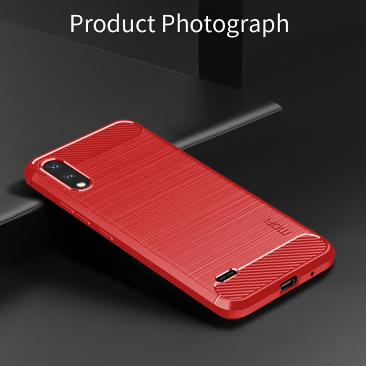 For LG K22 / K22 Plus MOFI Gentleness Brushed Carbon Fiber Soft TPU Case(Red)