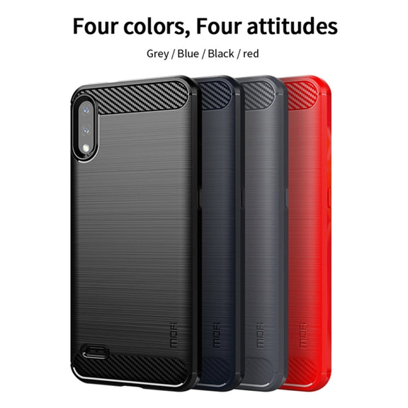For LG K22 / K22 Plus MOFI Gentleness Brushed Carbon Fiber Soft TPU Case(Red)
