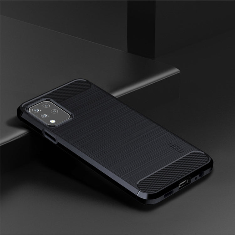 For LG K42 MOFI Gentleness Brushed Carbon Fiber Soft TPU Case(Blue)