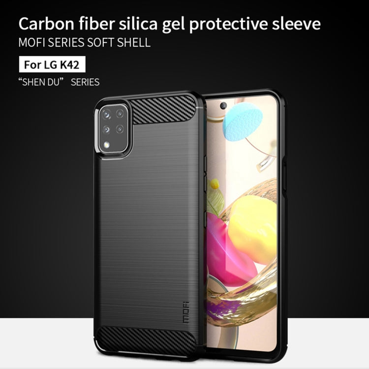For LG K42 MOFI Gentleness Brushed Carbon Fiber Soft TPU Case(Red)