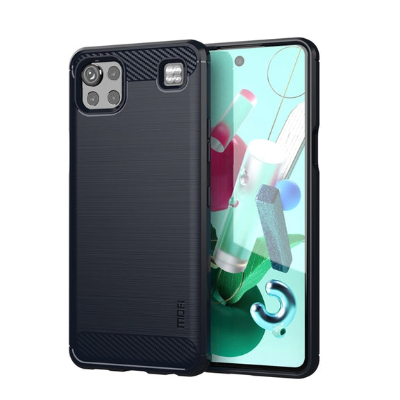 For LG K92 MOFI Gentleness Brushed Carbon Fiber Soft TPU Case(Blue)