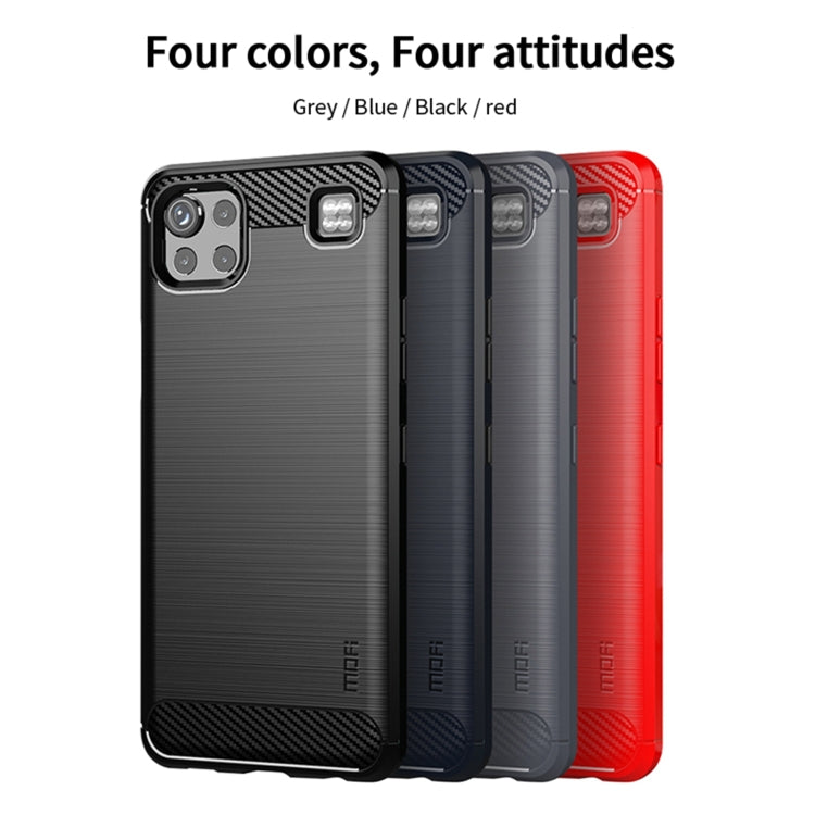 For LG K92 MOFI Gentleness Brushed Carbon Fiber Soft TPU Case(Blue)