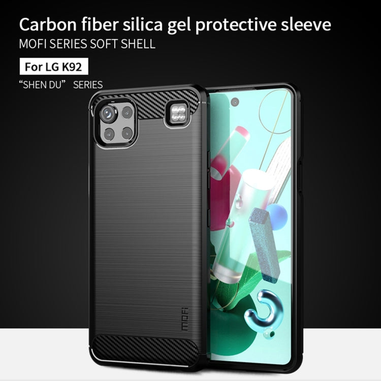 For LG K92 MOFI Gentleness Brushed Carbon Fiber Soft TPU Case(Red)
