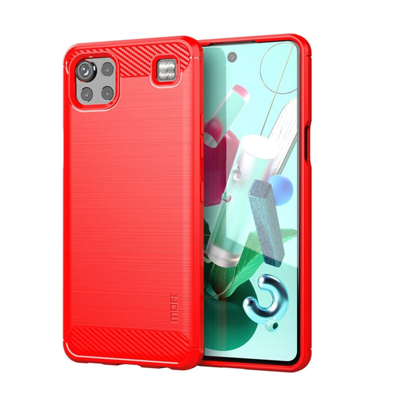 For LG K92 MOFI Gentleness Brushed Carbon Fiber Soft TPU Case(Red)