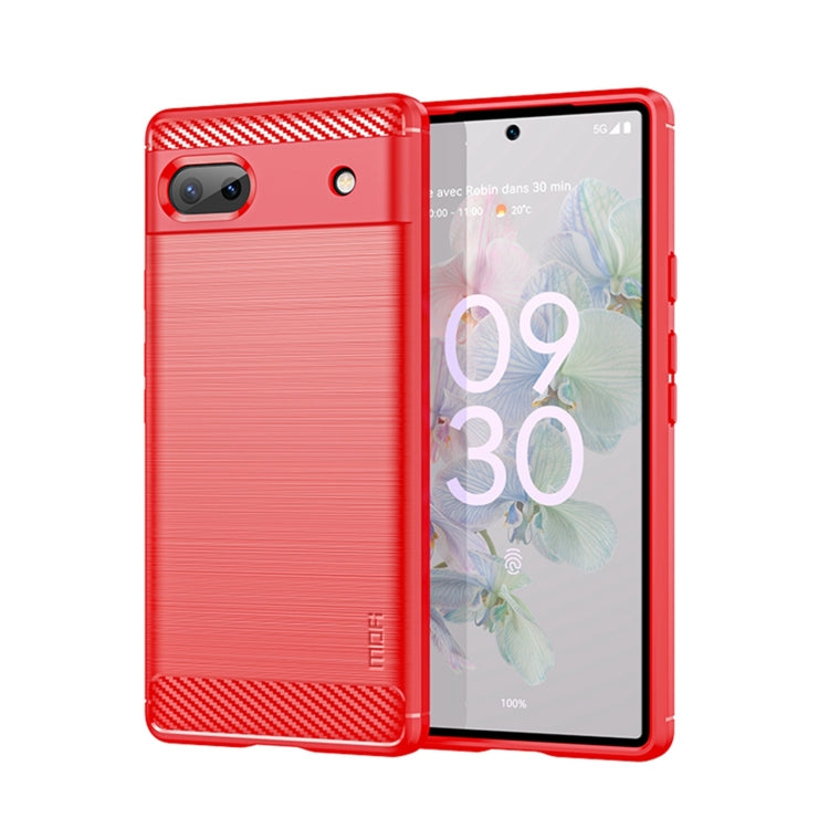 For Google Pixel 6A MOFI Gentleness Brushed Carbon Fiber Soft TPU Case(Red)