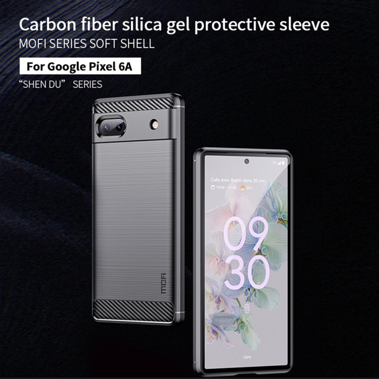 For Google Pixel 6A MOFI Gentleness Brushed Carbon Fiber Soft TPU Case(Red)