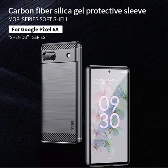 For Google Pixel 6A MOFI Gentleness Brushed Carbon Fiber Soft TPU Case(Red)