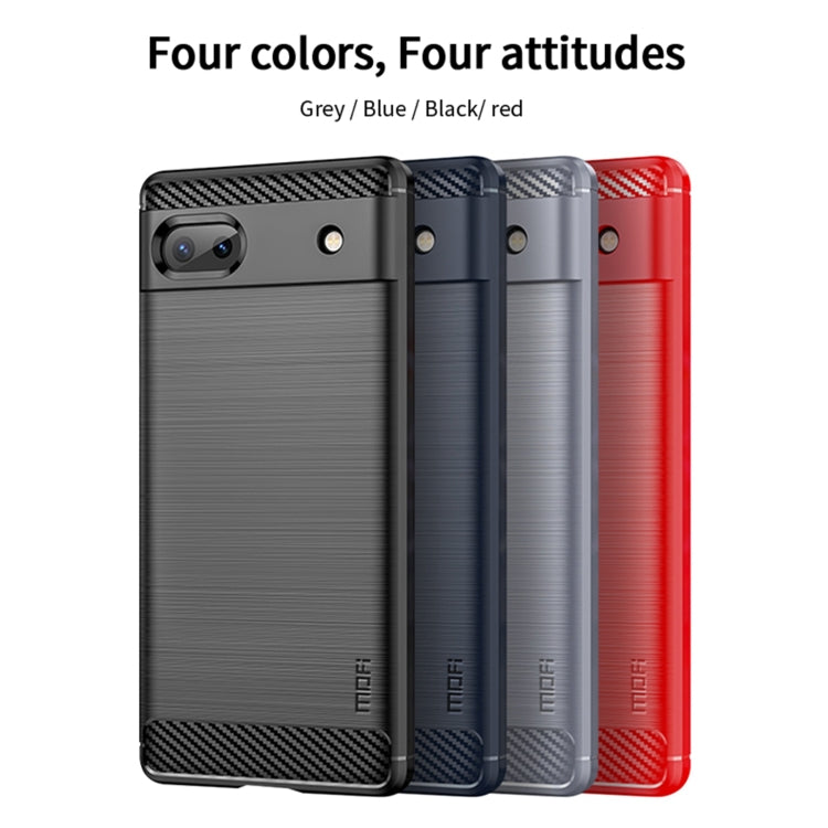 For Google Pixel 6A MOFI Gentleness Brushed Carbon Fiber Soft TPU Case(Red)