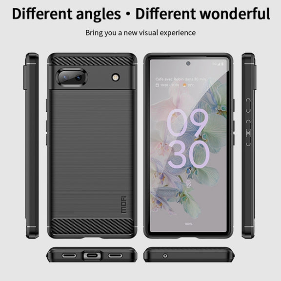 For Google Pixel 6A MOFI Gentleness Brushed Carbon Fiber Soft TPU Case(Red)