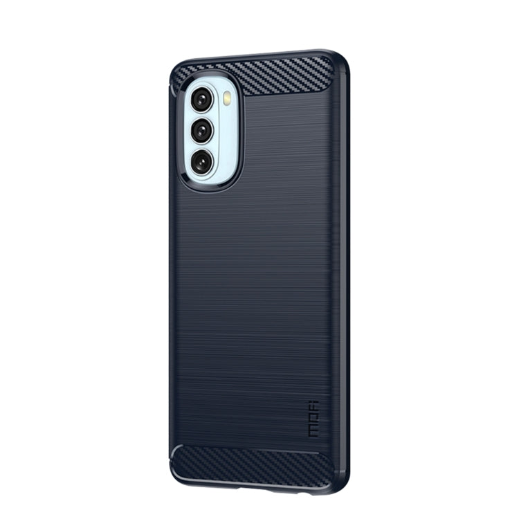 For Motorola Moto G51  5G MOFI Gentleness Brushed Carbon Fiber Soft TPU Case(Blue)