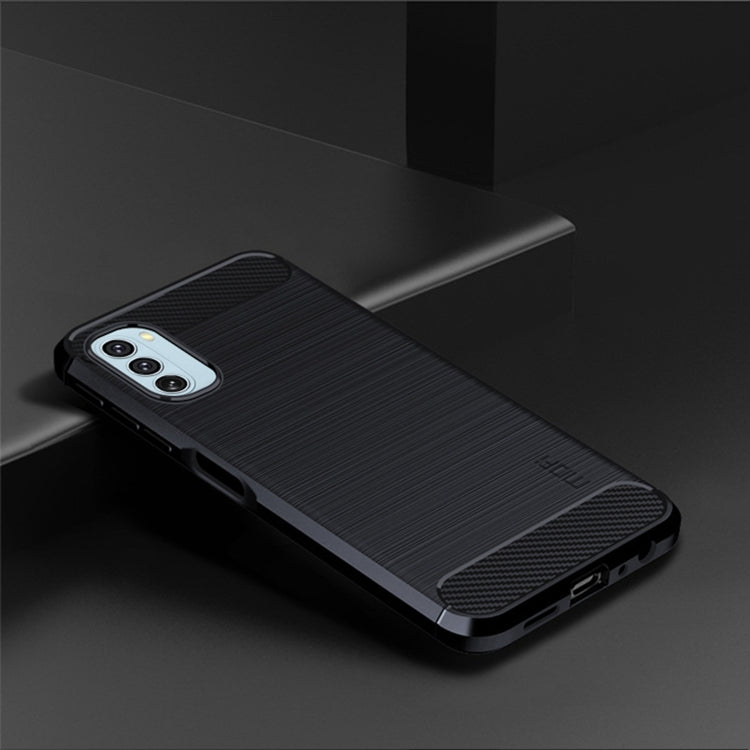 For Motorola Moto G51  5G MOFI Gentleness Brushed Carbon Fiber Soft TPU Case(Blue)