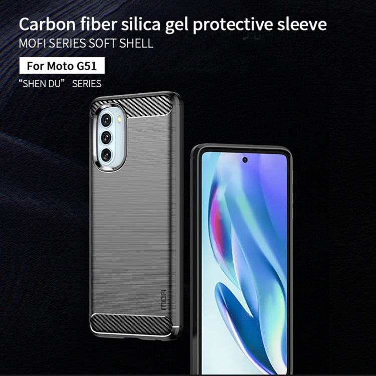 For Motorola Moto G51  5G MOFI Gentleness Brushed Carbon Fiber Soft TPU Case(Blue)