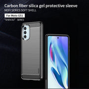 For Motorola Moto G51  5G MOFI Gentleness Brushed Carbon Fiber Soft TPU Case(Blue)