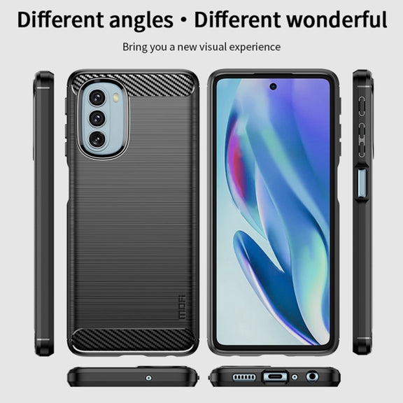 For Motorola Moto G51  5G MOFI Gentleness Brushed Carbon Fiber Soft TPU Case(Blue)