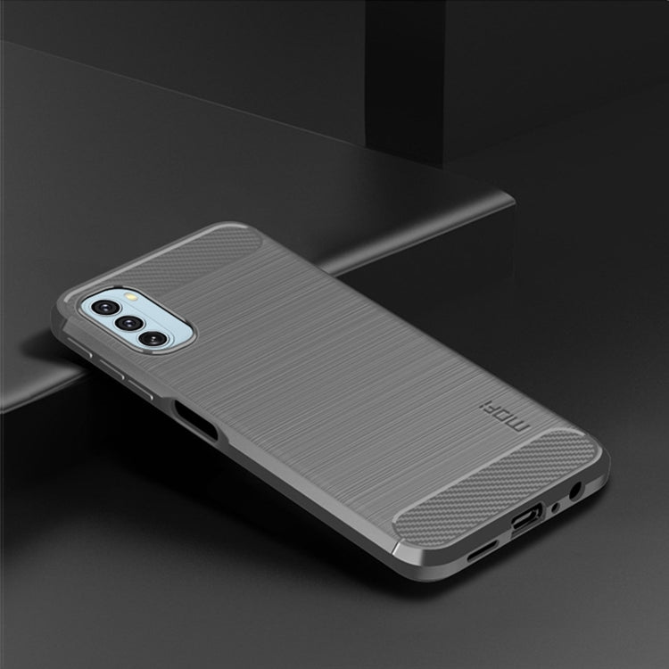 For Motorola Moto G51  5G MOFI Gentleness Brushed Carbon Fiber Soft TPU Case(Gray)