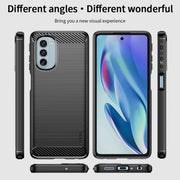 For Motorola Moto G51  5G MOFI Gentleness Brushed Carbon Fiber Soft TPU Case(Gray)