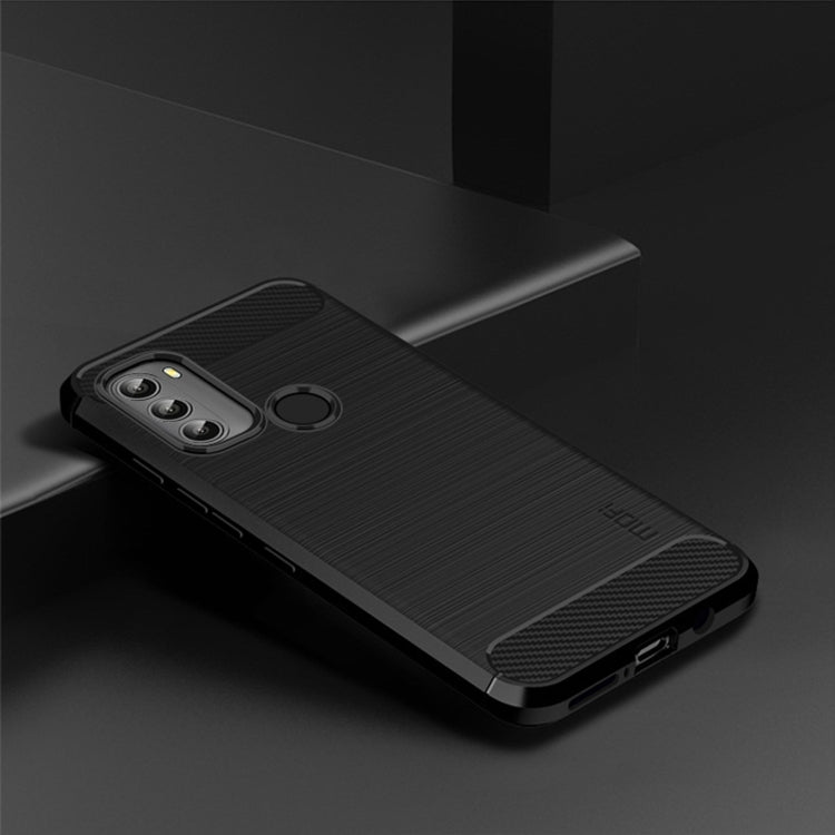 For Motorola Moto G71 5G MOFI Gentleness Brushed Carbon Fiber Soft TPU Case(Black)