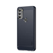 For Motorola Moto G71 5G MOFI Gentleness Brushed Carbon Fiber Soft TPU Case(Blue)