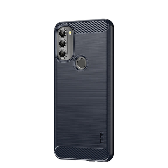 For Motorola Moto G71 5G MOFI Gentleness Brushed Carbon Fiber Soft TPU Case(Blue)
