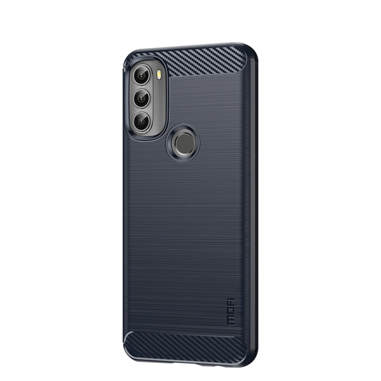 For Motorola Moto G71 5G MOFI Gentleness Brushed Carbon Fiber Soft TPU Case(Blue)