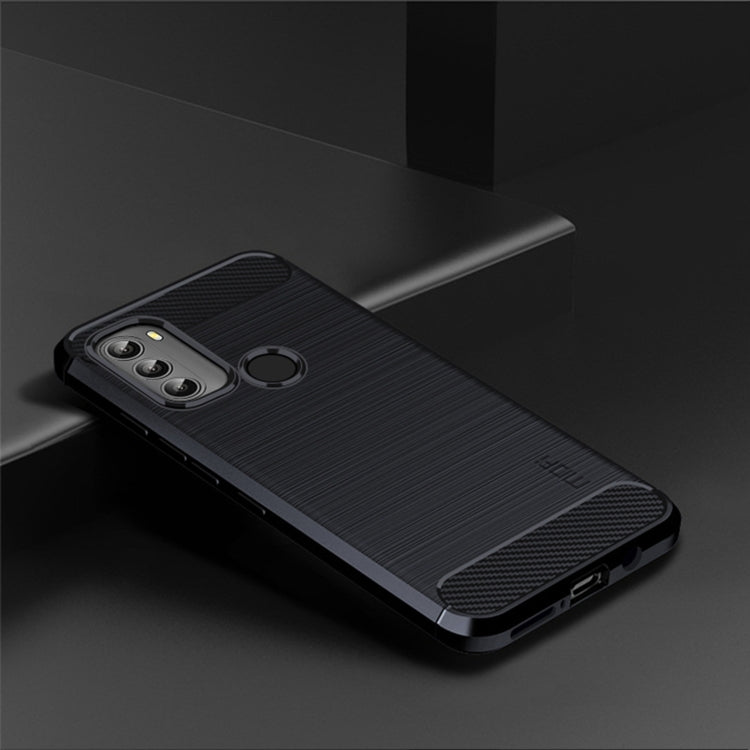 For Motorola Moto G71 5G MOFI Gentleness Brushed Carbon Fiber Soft TPU Case(Blue)