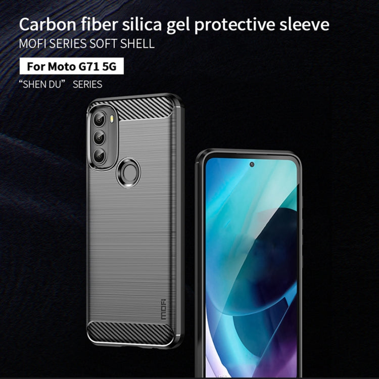 For Motorola Moto G71 5G MOFI Gentleness Brushed Carbon Fiber Soft TPU Case(Blue)
