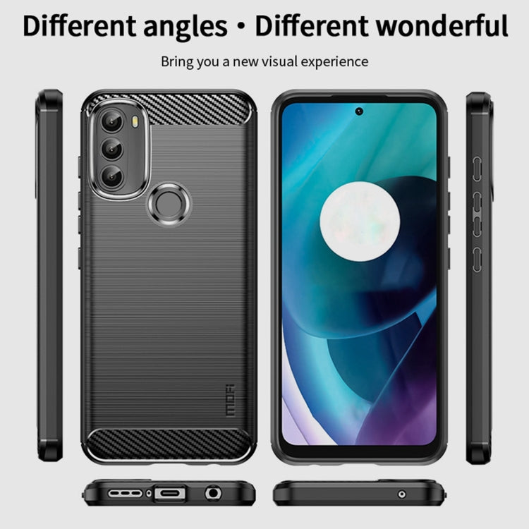 For Motorola Moto G71 5G MOFI Gentleness Brushed Carbon Fiber Soft TPU Case(Blue)