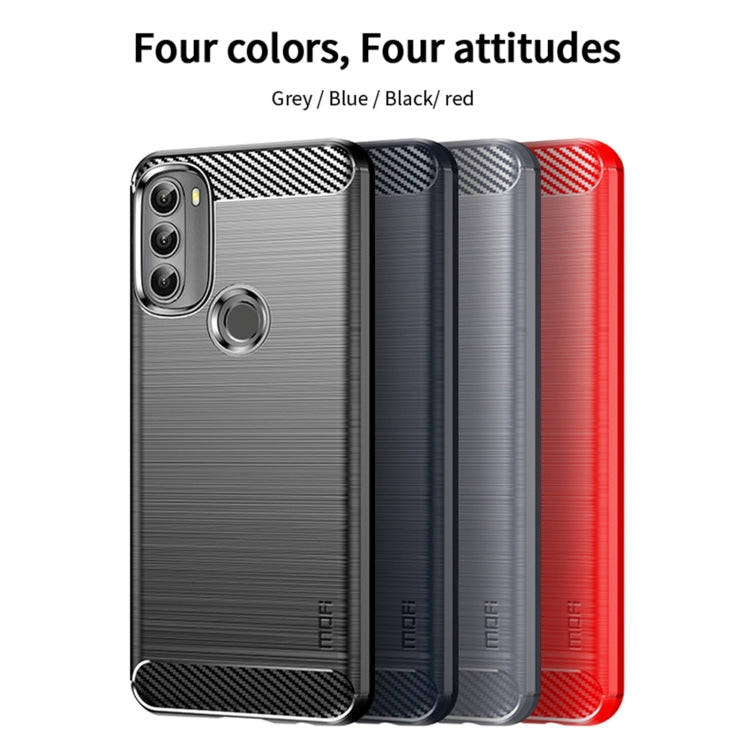 For Motorola Moto G71 5G MOFI Gentleness Brushed Carbon Fiber Soft TPU Case(Blue)
