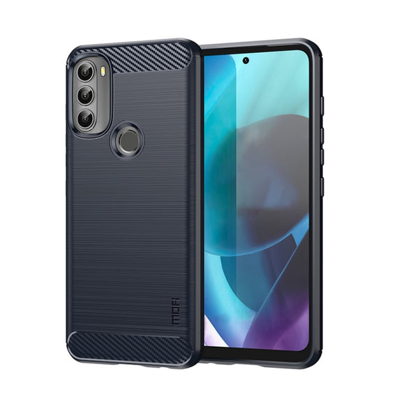 For Motorola Moto G71 5G MOFI Gentleness Brushed Carbon Fiber Soft TPU Case(Blue)