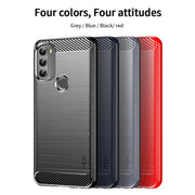 For Motorola Moto G71 5G MOFI Gentleness Brushed Carbon Fiber Soft TPU Case(Blue)