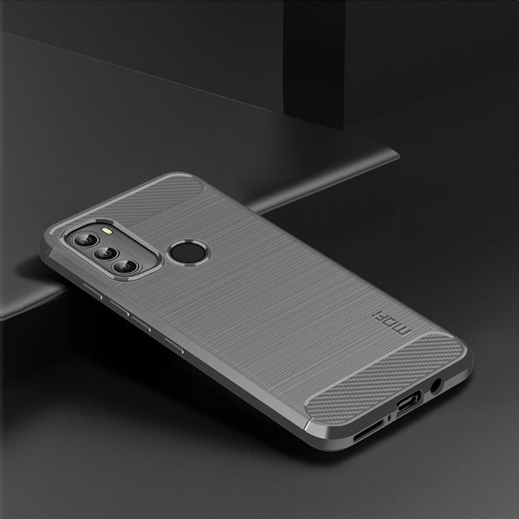 For Motorola Moto G71 5G MOFI Gentleness Brushed Carbon Fiber Soft TPU Case(Gray)