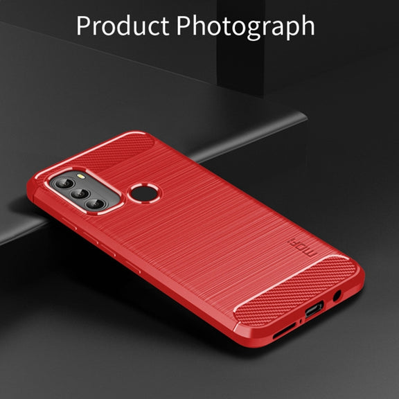 For Motorola Moto G71 5G MOFI Gentleness Brushed Carbon Fiber Soft TPU Case(Red)