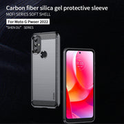 For Motorola Moto G Power 2022 MOFI Gentleness Brushed Carbon Fiber Soft TPU Case(Blue)