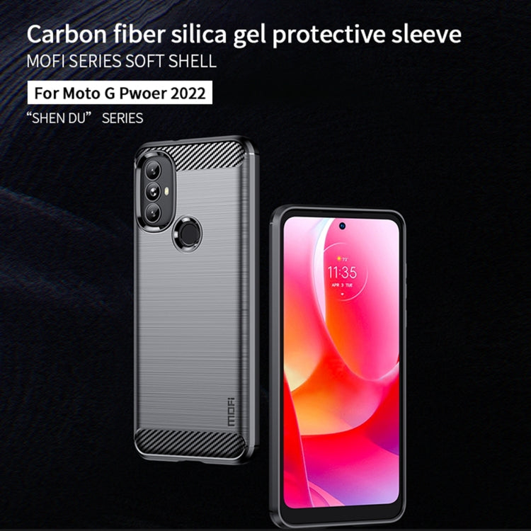 For Motorola Moto G Power 2022 MOFI Gentleness Brushed Carbon Fiber Soft TPU Case(Blue)