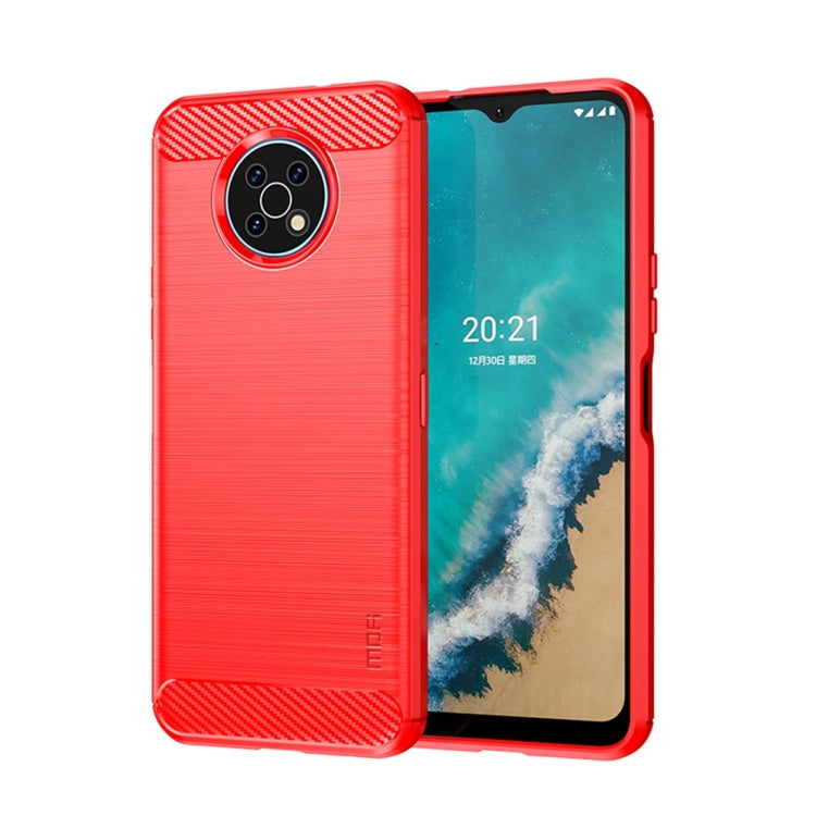 For Nokia G50 MOFI Gentleness Brushed Carbon Fiber Soft TPU Case(Red)