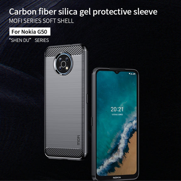 For Nokia G50 MOFI Gentleness Brushed Carbon Fiber Soft TPU Case(Red)