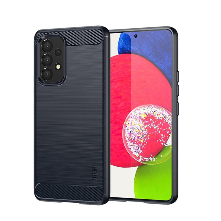 For Samsung Galaxy A53 5G  MOFI Gentleness Brushed Carbon Fiber Soft TPU Case(Blue)