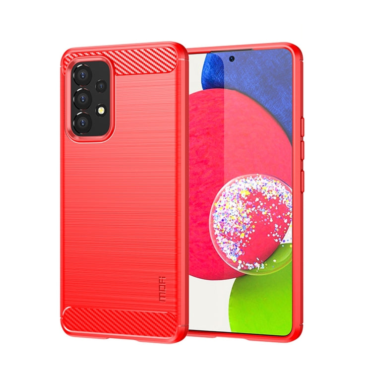 For Samsung Galaxy A53 5G MOFI Gentleness Brushed Carbon Fiber Soft TPU Case(Red)