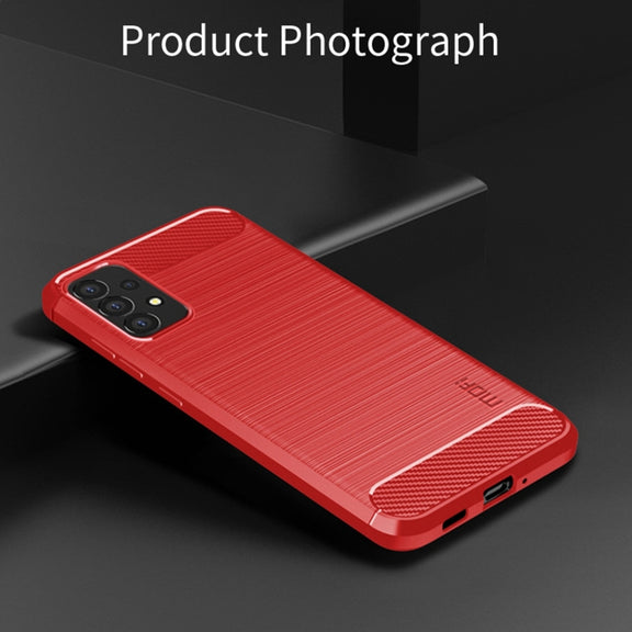 For Samsung Galaxy A53 5G MOFI Gentleness Brushed Carbon Fiber Soft TPU Case(Red)