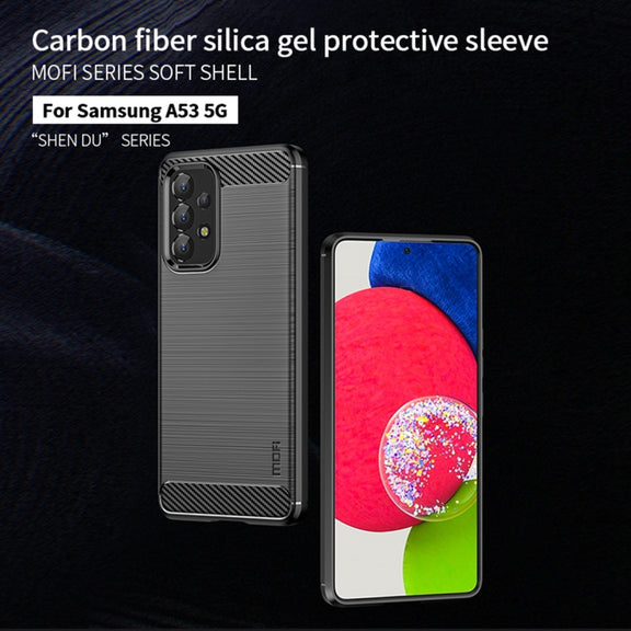 For Samsung Galaxy A53 5G MOFI Gentleness Brushed Carbon Fiber Soft TPU Case(Red)