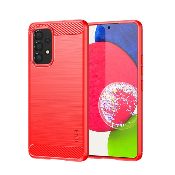 For Samsung Galaxy A53 5G MOFI Gentleness Brushed Carbon Fiber Soft TPU Case(Red)